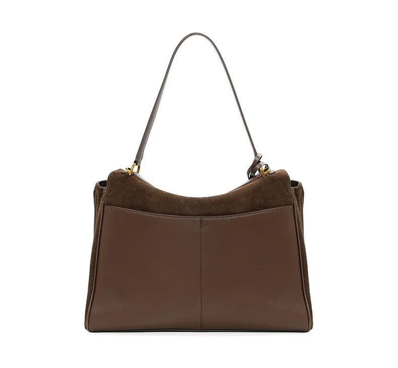 Mantilla Eve Schultertasche Damen Leder Braun Rückseite elegante Handtasche