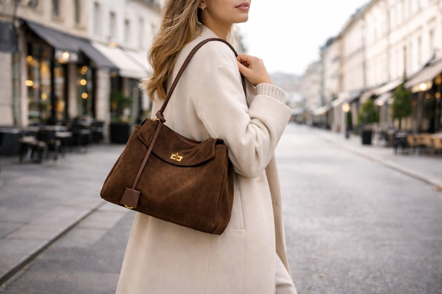 Mantilla Eve Schultertasche Damen Leder braune Handtasche Lifestyle