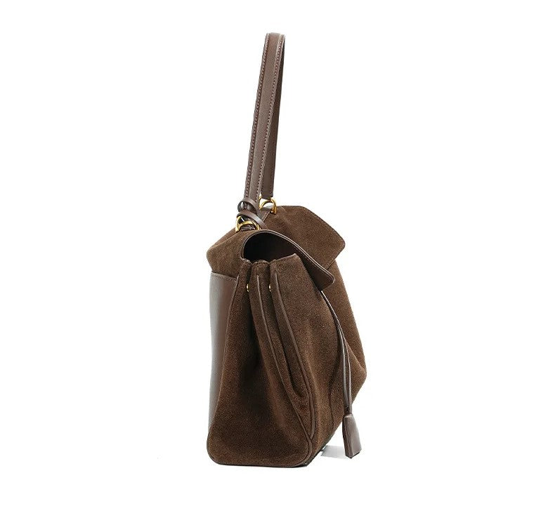 Mantilla Eve Wildleder Schultertasche Damen Braun Seitenansicht